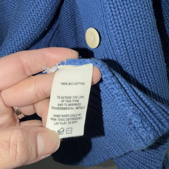 Alex Mill Emma Cardigan Sweater Aegean Blue Size XL Chunky Knit Grandma Style - Picture 6 of 11